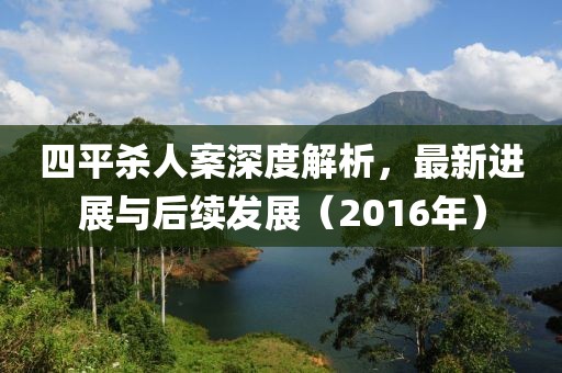 四平殺人案深度解析，最新進(jìn)展與后續(xù)發(fā)展（2016年）