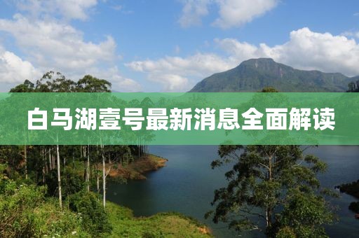 白馬湖壹號最新消息全面解讀