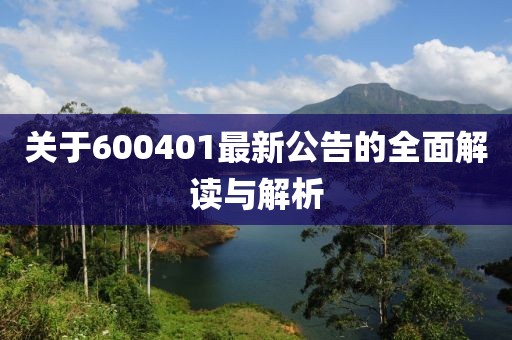 關(guān)于600401最新公告的全面解讀與解析