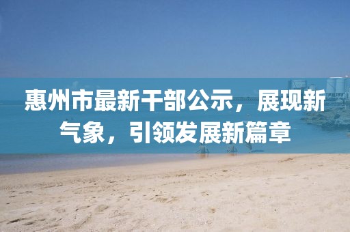 惠州市最新干部公示，展現(xiàn)新氣象，引領(lǐng)發(fā)展新篇章