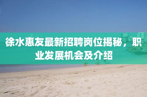 徐水惠友最新招聘崗位揭秘，職業(yè)發(fā)展機(jī)會(huì)及介紹