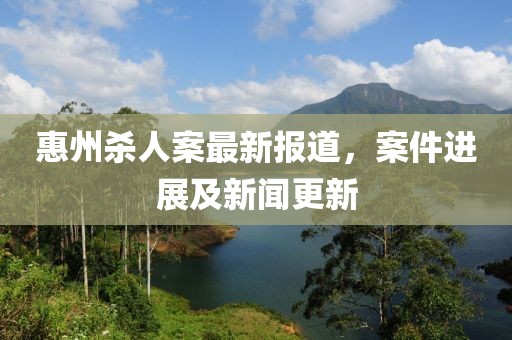 惠州殺人案最新報道，案件進(jìn)展及新聞更新