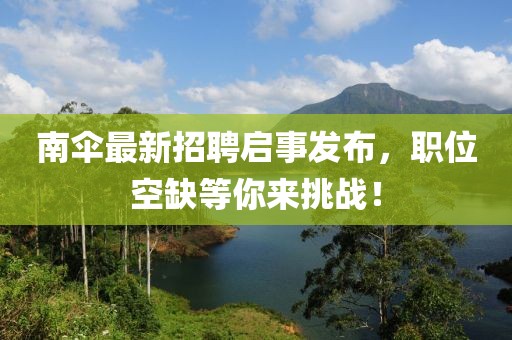 南傘最新招聘啟事發(fā)布，職位空缺等你來挑戰(zhàn)！